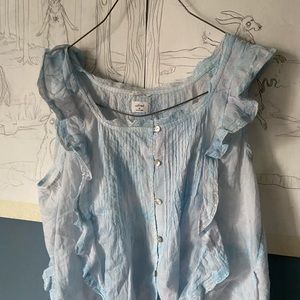 Delacroix dreamy sky blue La Boheme Wilfred brand airy sleeveless blouse.